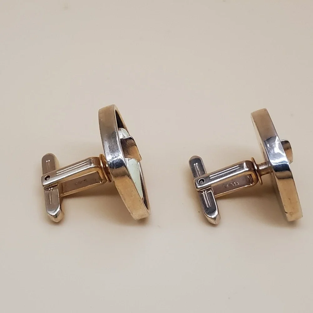 Vtg Hickok White Enamel On Black Elephant Cuff Links Political Party Goldtone